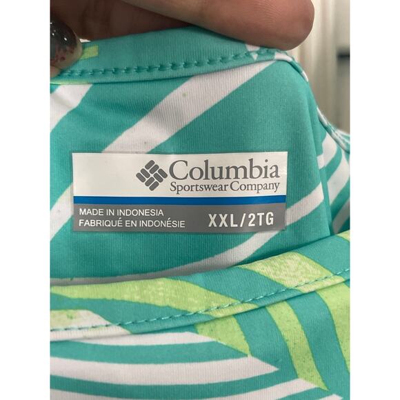 Columbia PFG Freezer III Tank Dress Cooling UPF 50 Blue White Leaf Size XXL - Picture 3 of 8